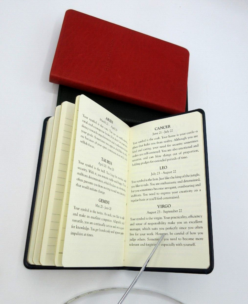 Birthdays Datebook Leather Journal 3×5″ Graphic Image Softcover Dark RED