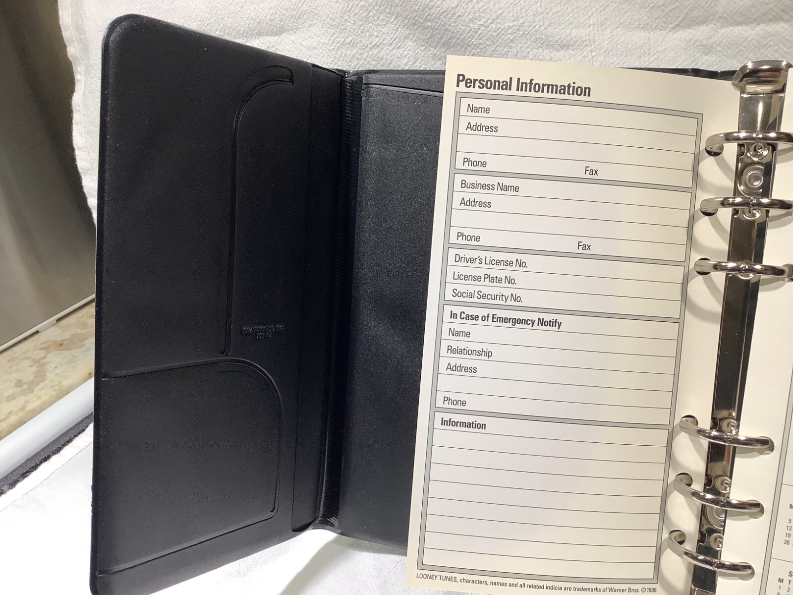 Vintage Looney Tunes Day Runner Student Planner Organizer 1996 Taz/Looney Tunes