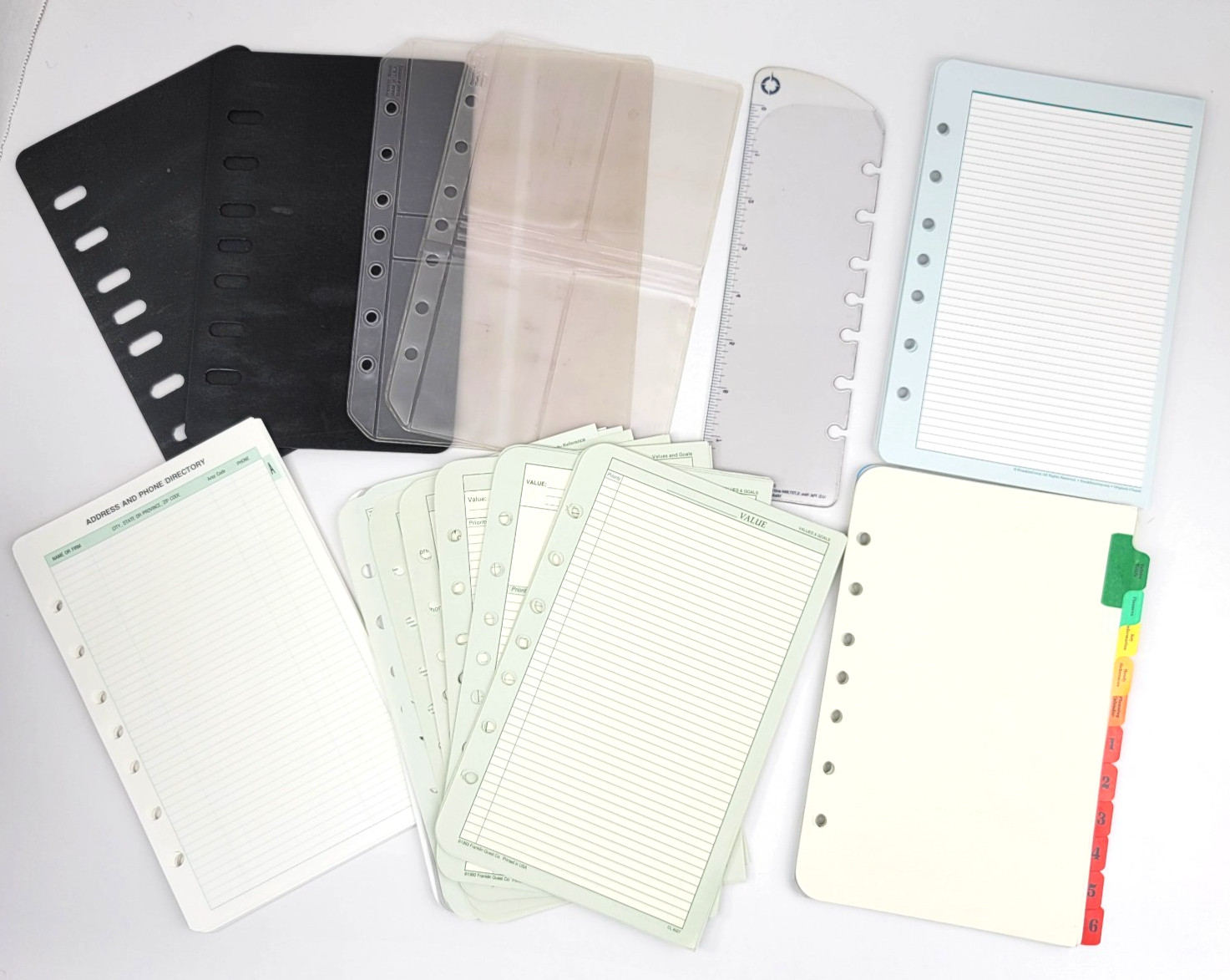 Franklin Covey Classic Size Lined Planner Paper Address Tabbed Dividers Inserts
