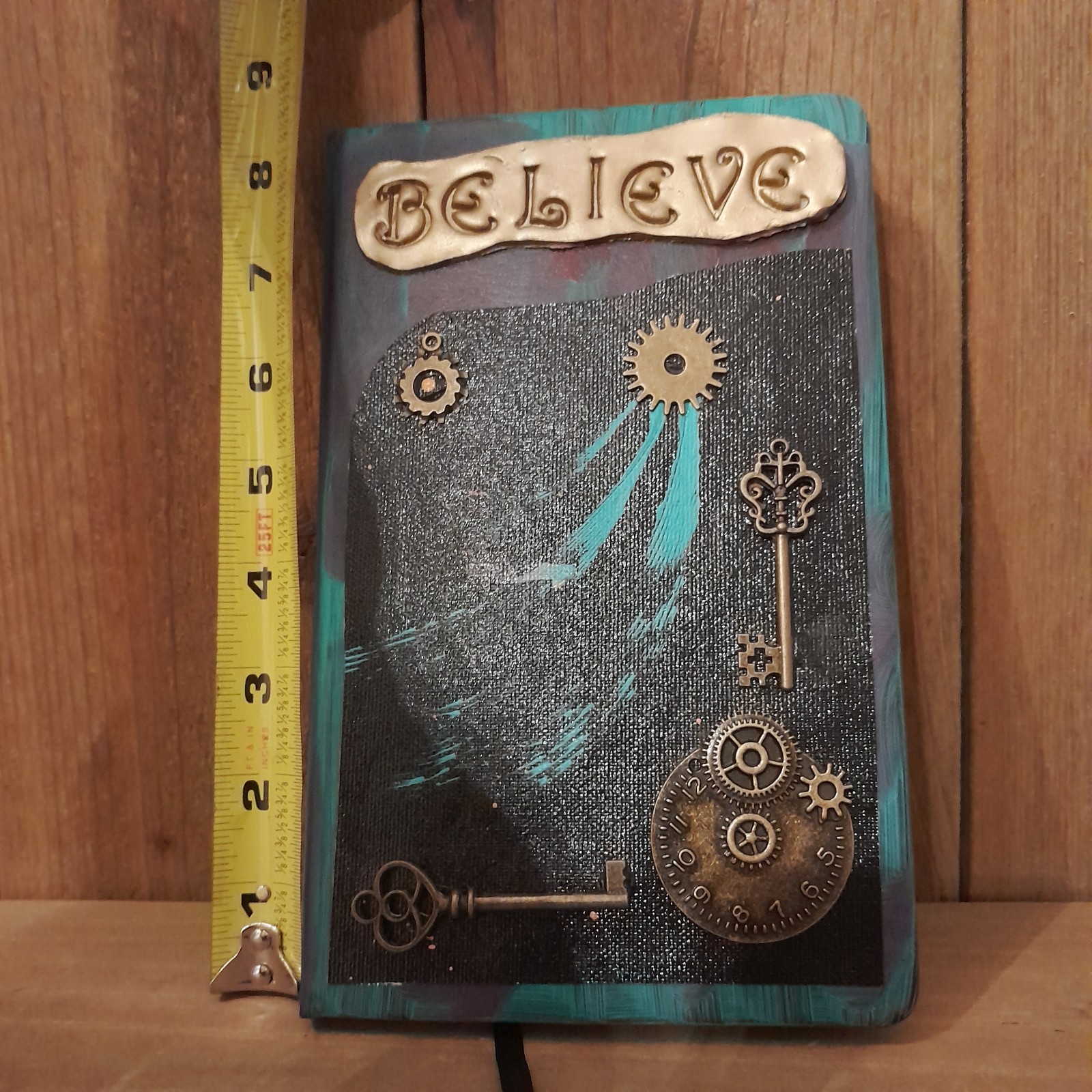Handmade Leather Writing Journal / Diary Steampunk Gears Keys