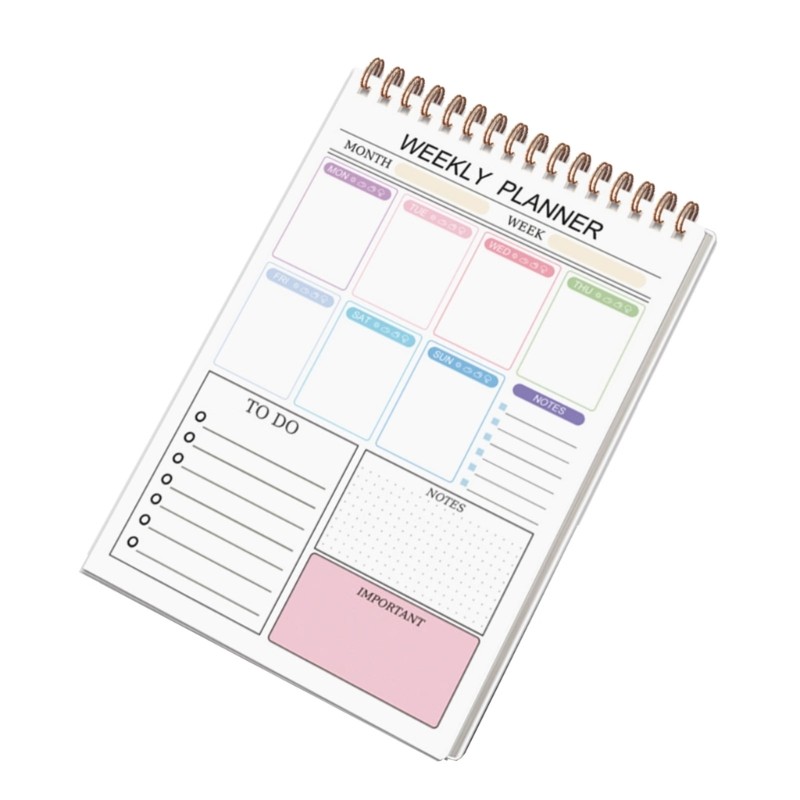 Weekly Planners Notepads With Coil Binding And Waterproof PP Cover For Daily