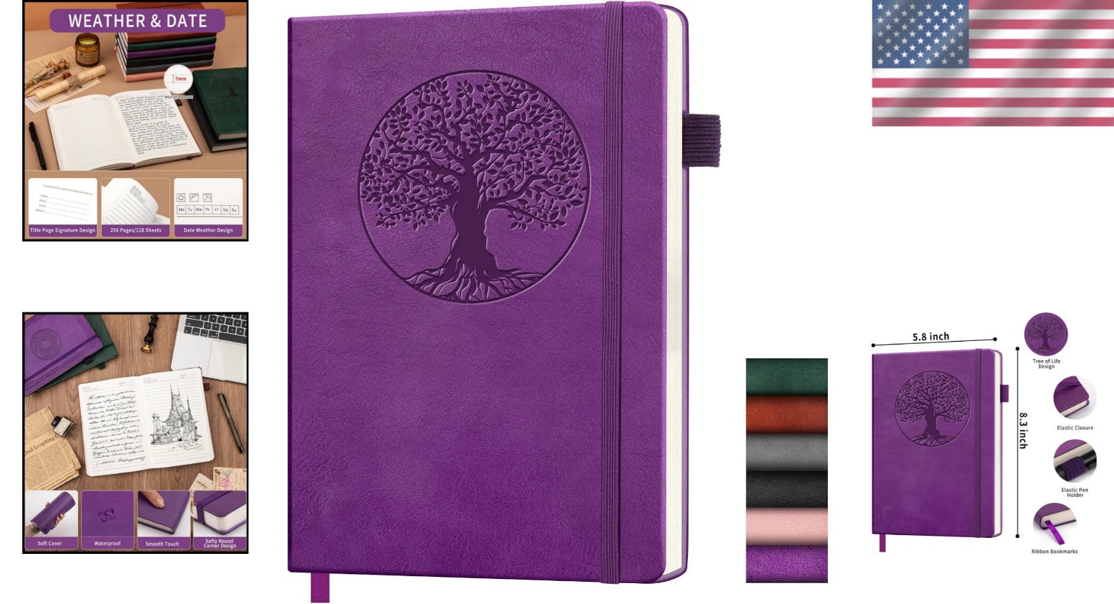 Luxurious A5 Vintage Journal – 256 Pages with Tree of Life and Lay-Flat Design