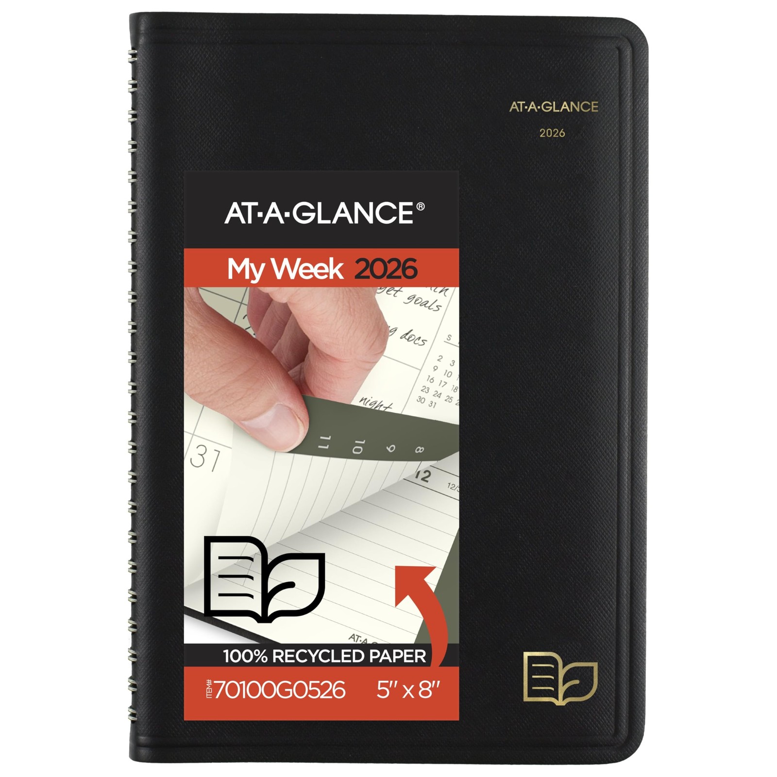 AT-A-GLANCE 2026 Appointment Book Planner, Weekly & Monthly, 5″ x 8″, Black