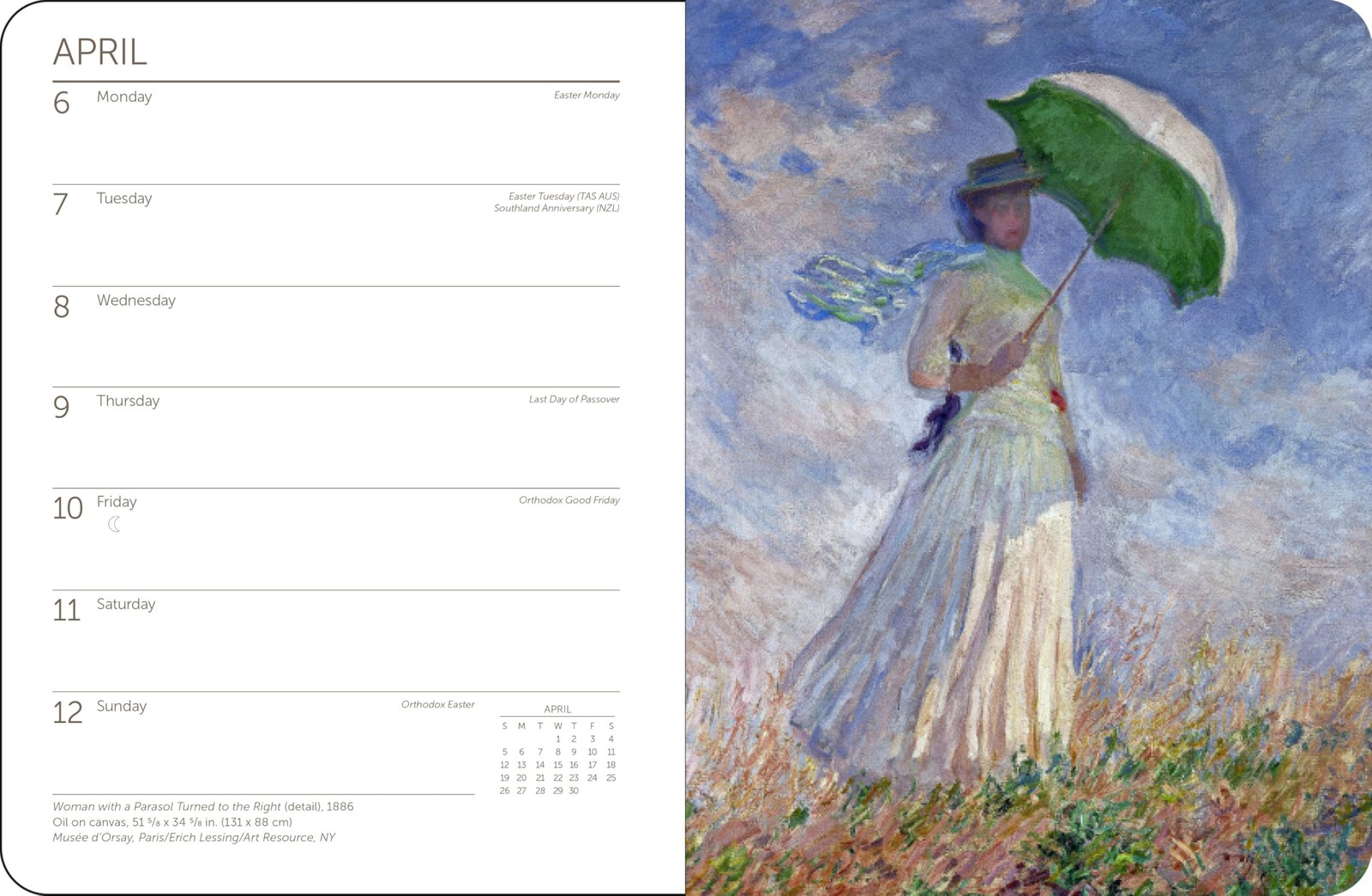 Monet Weekly Engagement Calendar 2026 6.5″ x 8.5″ Spiral Bound Free Shipping