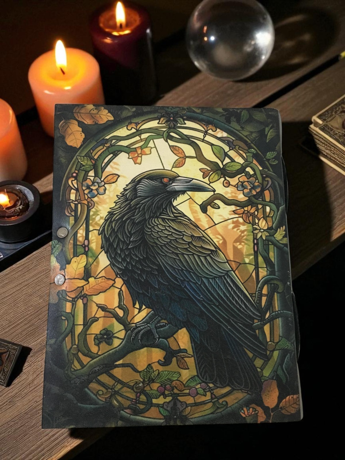 The Raven 400 Page Leather Journal Gothic Notebook The Raven Grimoire Print.