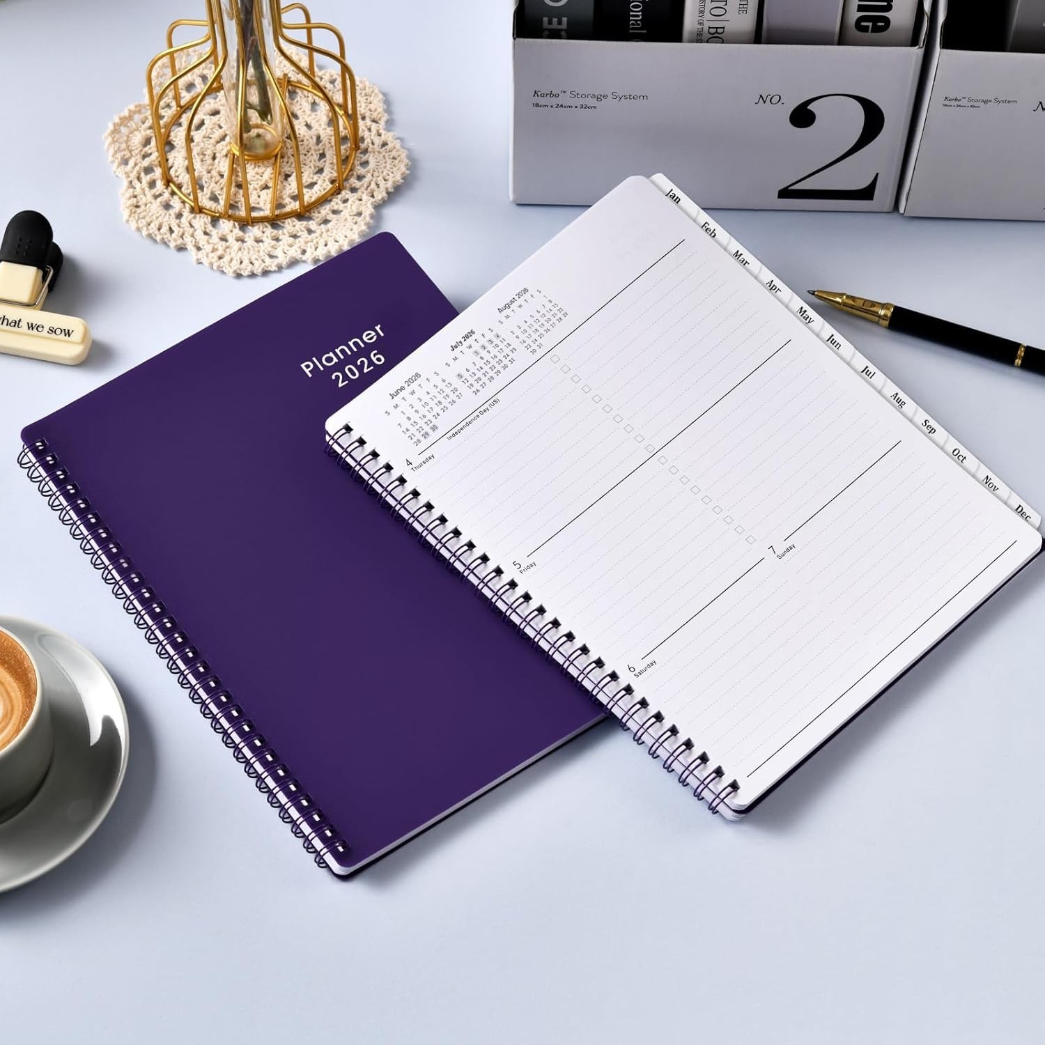 Elegant 2026 Planner – Weekly & Monthly Calendar with Waterproof Cover, 8”x10”