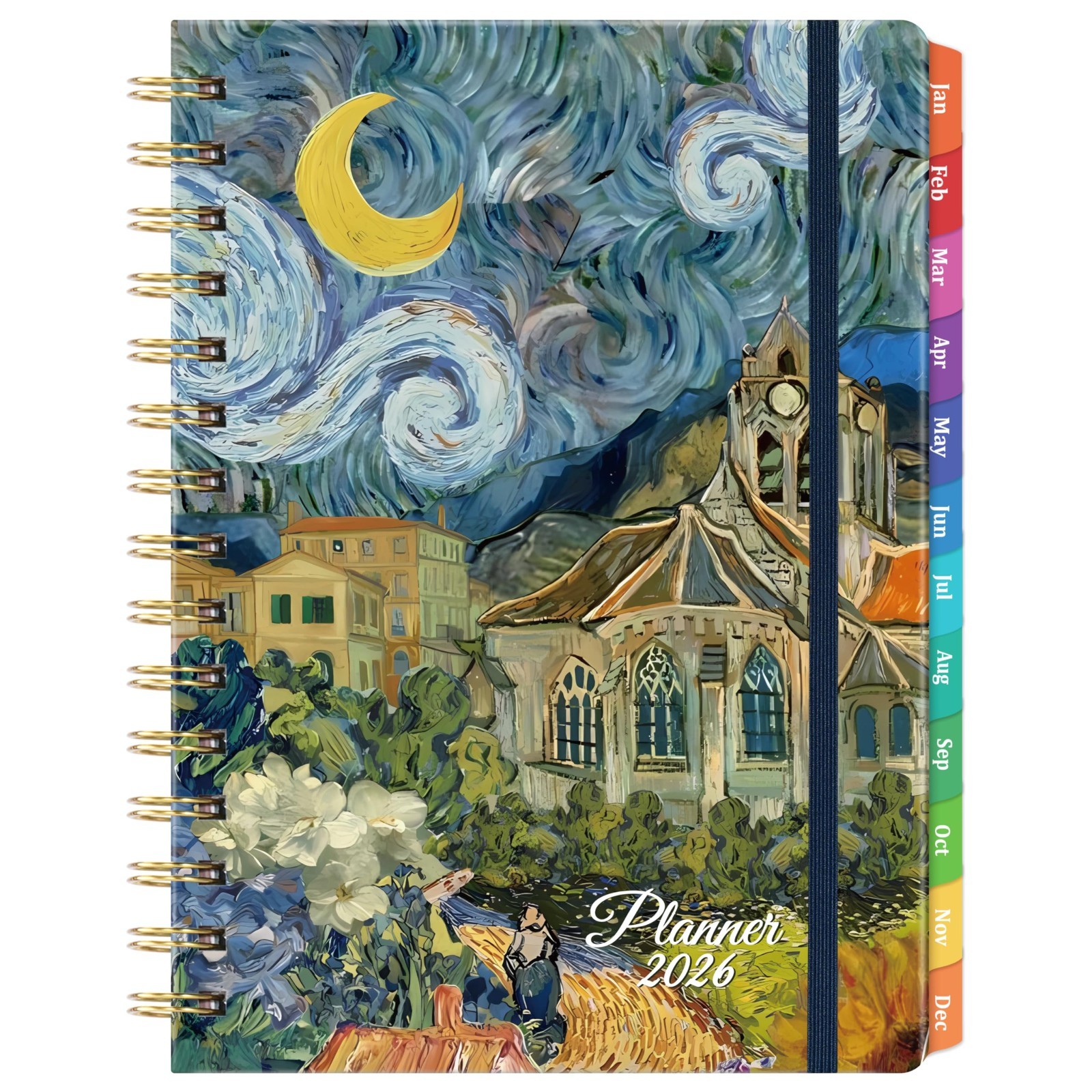 2026 Planner With Tabs Back Pocket 6.3 X 8.4 Hardcover Multicolor
