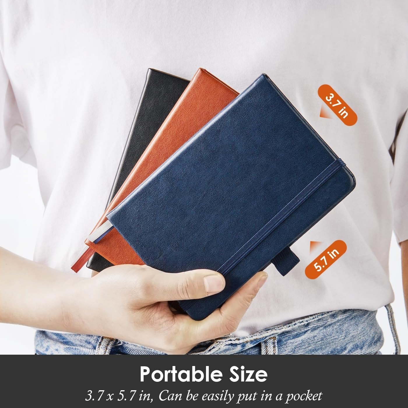 3-Pack Leather Pocket Notebooks: A6 Mini Journals with Pen Holder & 408 Pages