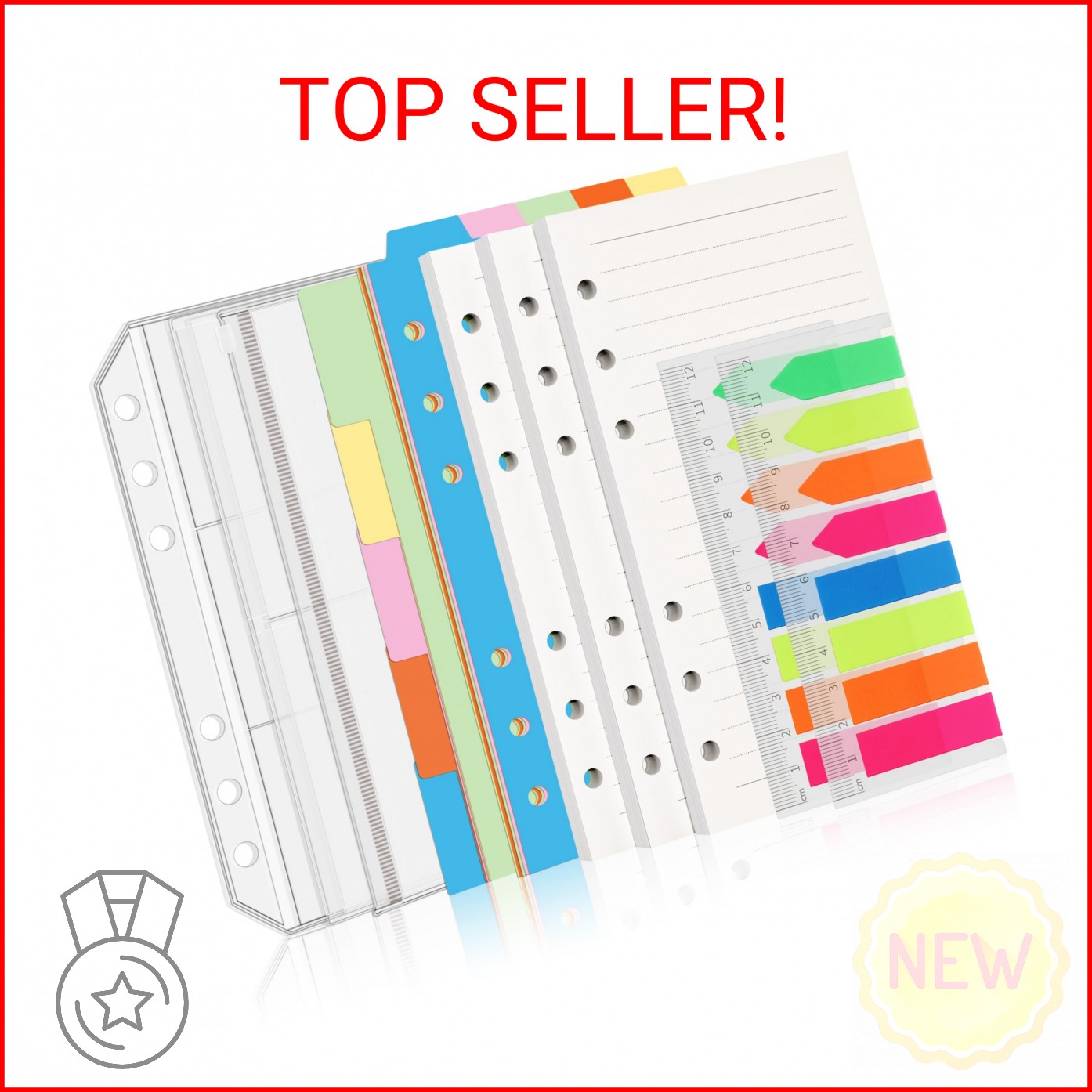 Antner A6 Refill Paper Planner Inserts for A6 6 Ring Notebook Binder, 135 Sheets