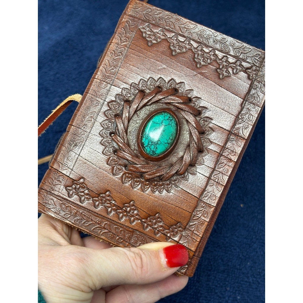 Handmade Leather Journal Notebook Diary Embossed Celtic Design Stone