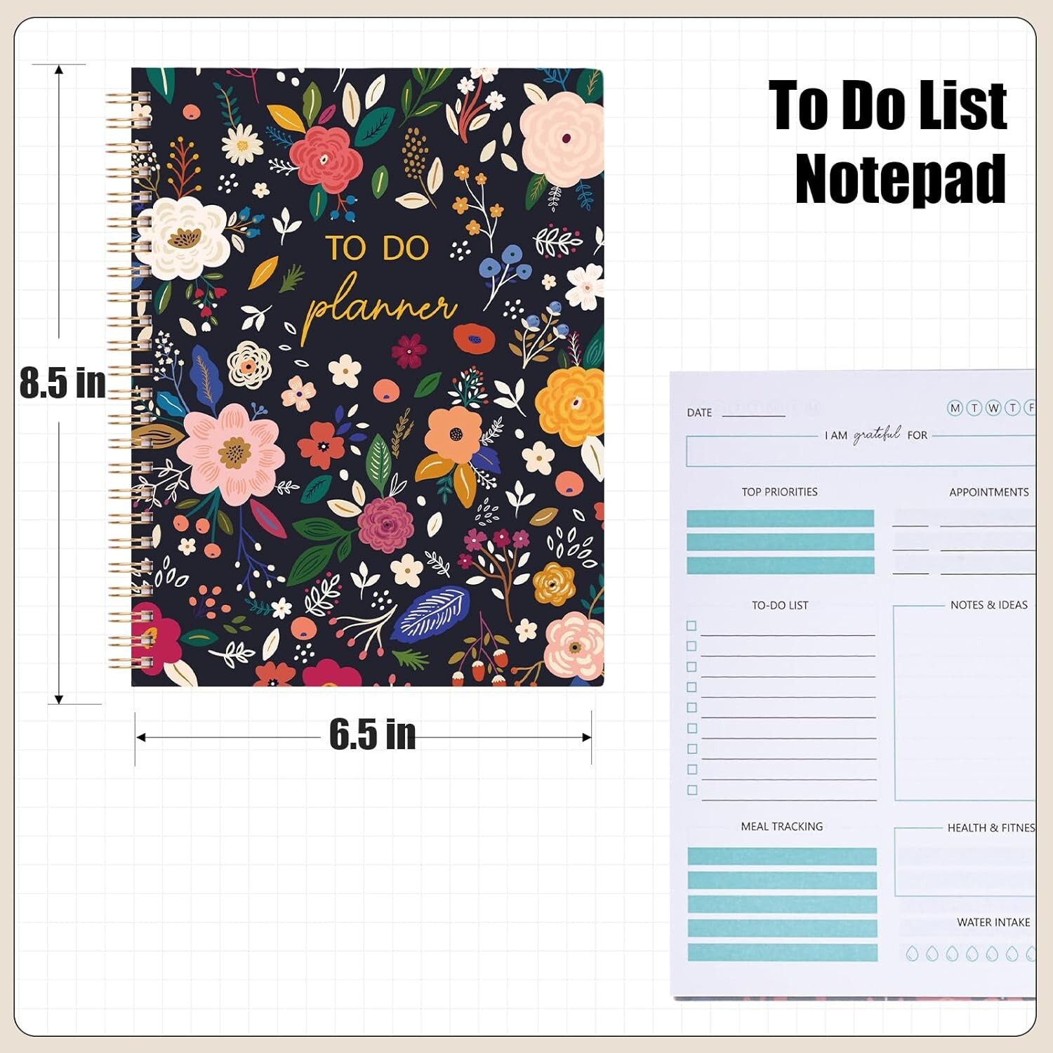 Koogel To Do List Notepad, 6.5 x 8.5 Inch Planner Notebook 80 Sheets Daily Journ