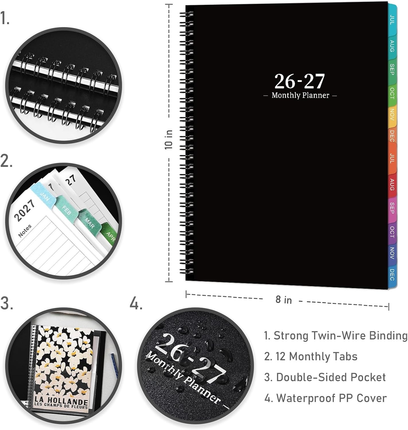 2026-2027 Monthly Planner Academic Calendar Jul 2026 Dec 2027 Tabbed Notebook
