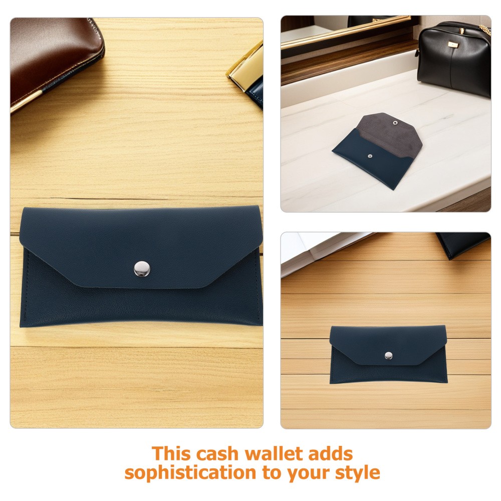2Pcs Slim PU Cash Envelope Wallet Reusable Money Holder Travel Document Pouch