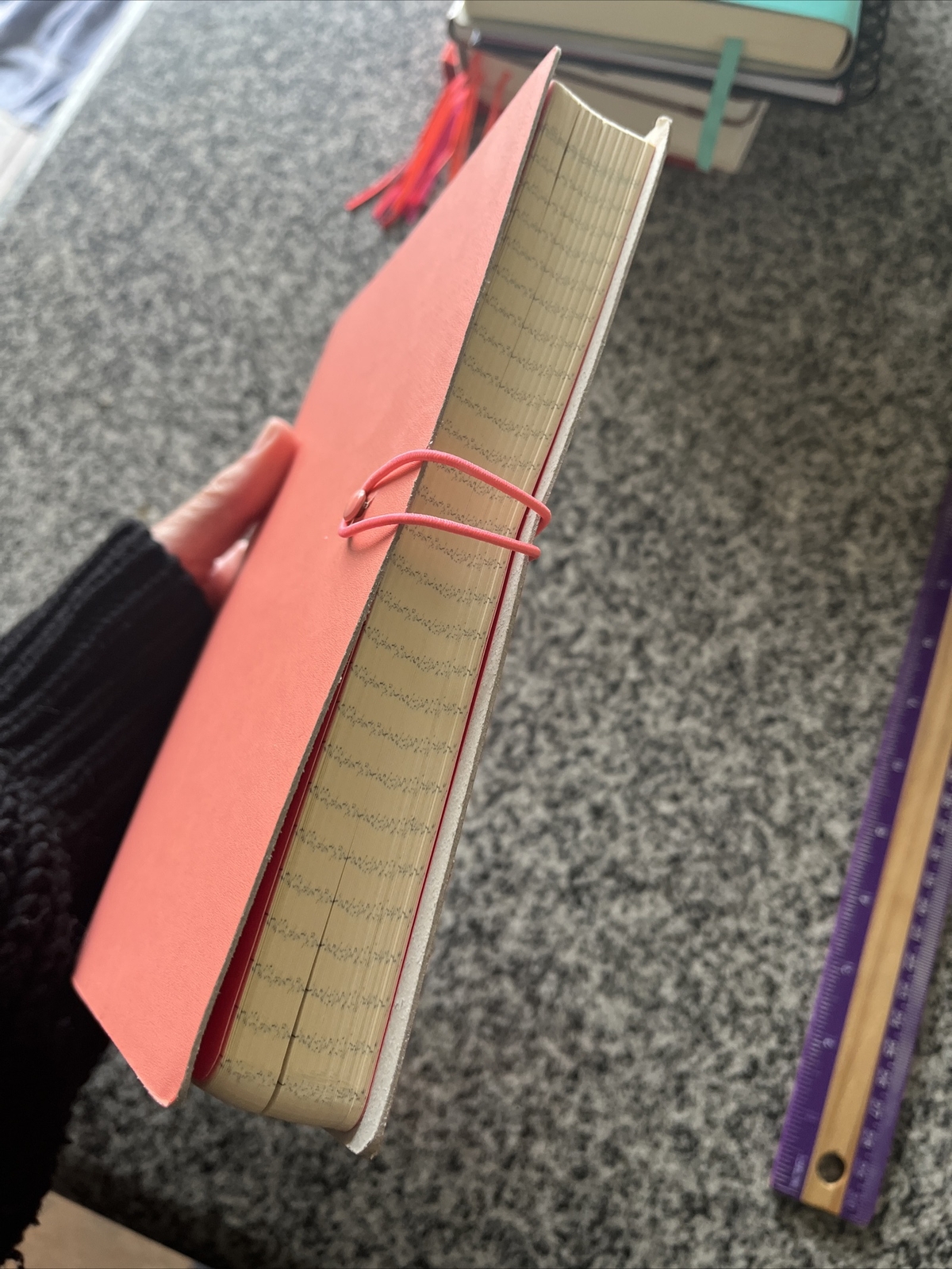 Notebook diary journal coral orange elastic closure hema lined