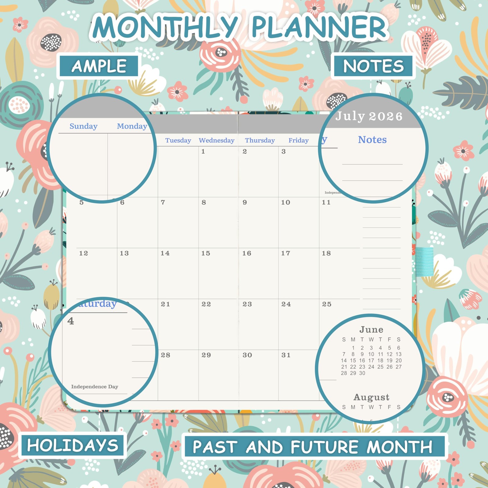 2026-2029 Pocket Planner – 3 Year Monthly 3.8 inches X 6.3 inches, Green
