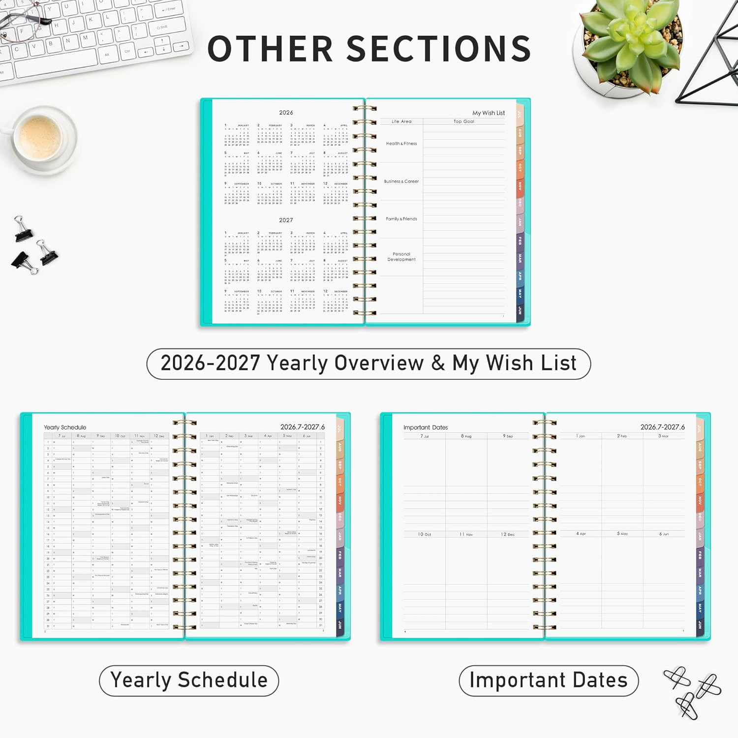 Academic Planner 2026-2027, Weekly and Monthly, July 2026 – June 2027, Medium Si