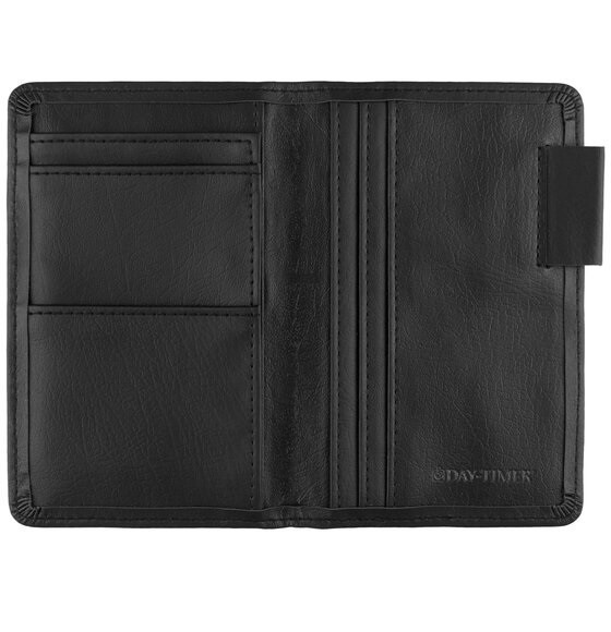 Day-Timer Antique Vinyl Open Style Planner Wallet, Black, Compact Size, 3″ x 5″