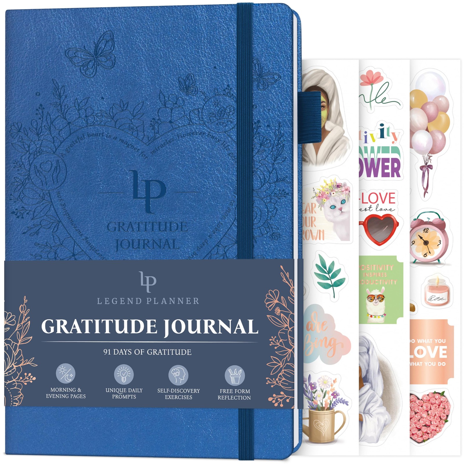 Legend Gratitude Journal – Guided A5 (5.8” x 8.3”), Mystic Blue debossed