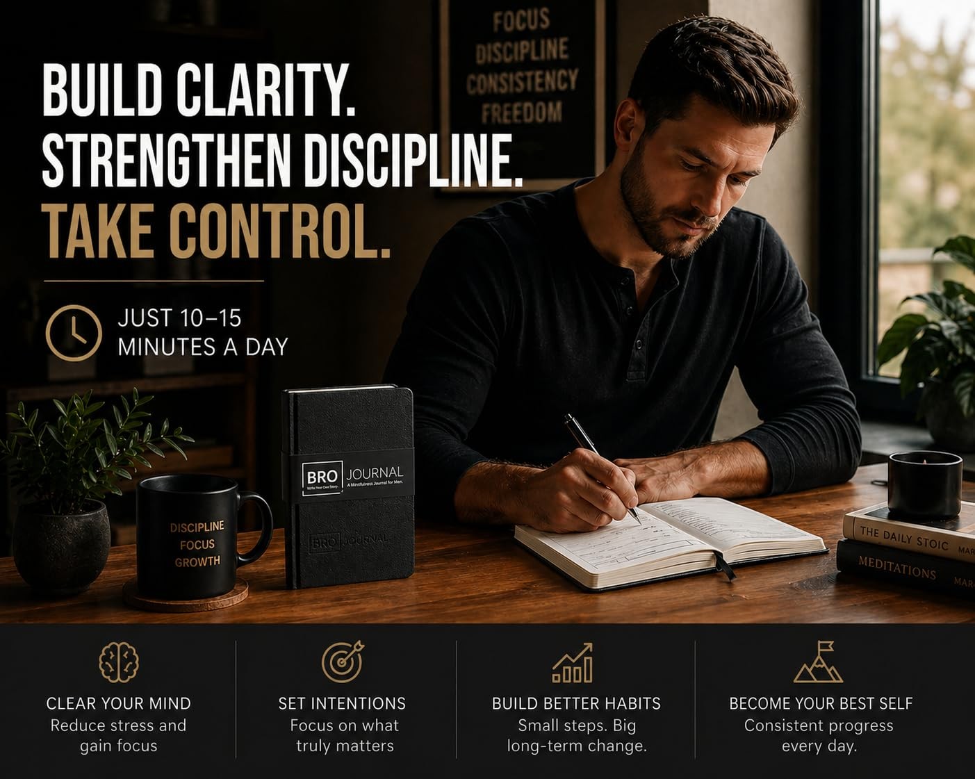Self Mastery Journal for Men | 12-Week Guided System 12 Weeks, Black