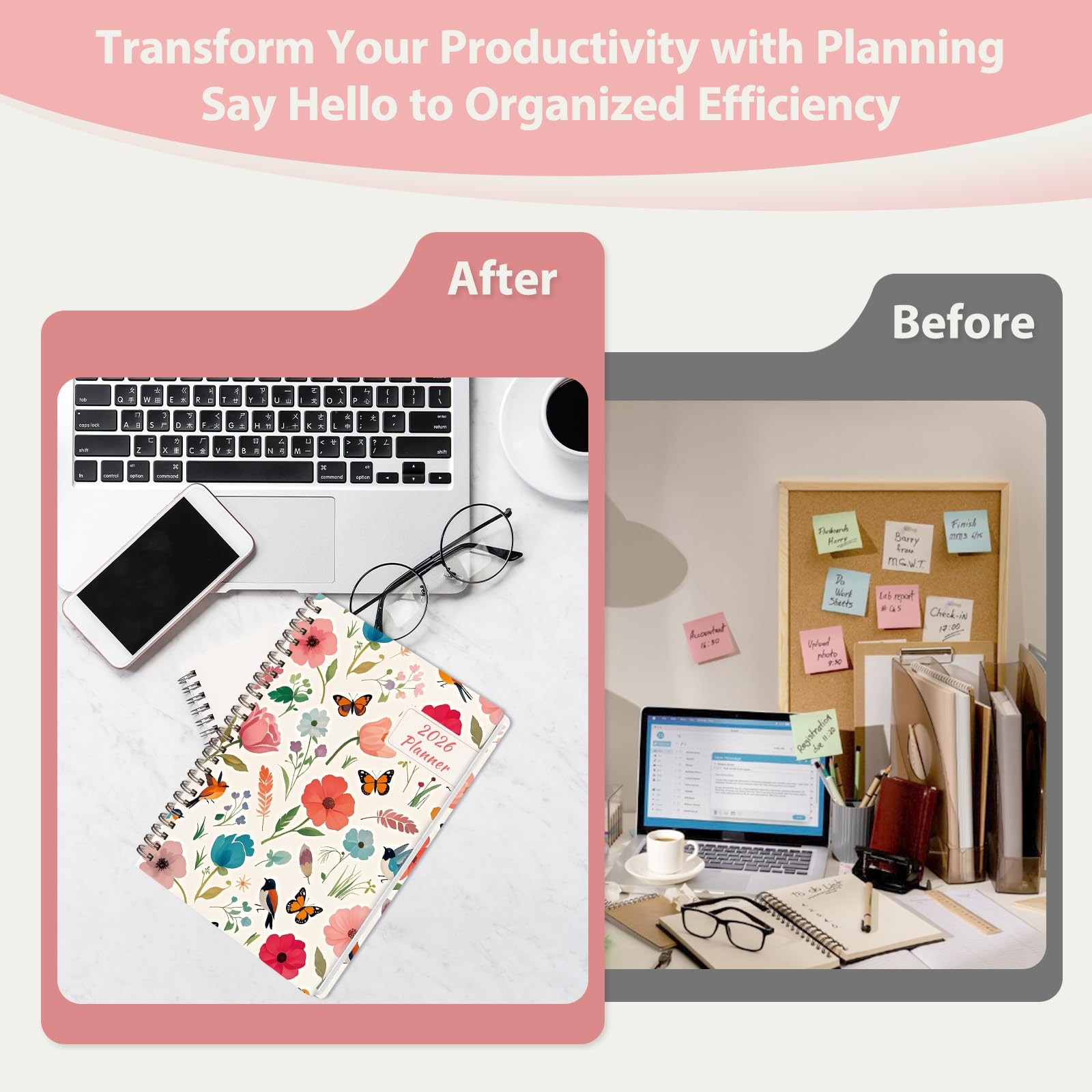 2026 Planner, Weekly and Monthly Calendar Planner Agenda, Jan 2026 – Dec 2026,