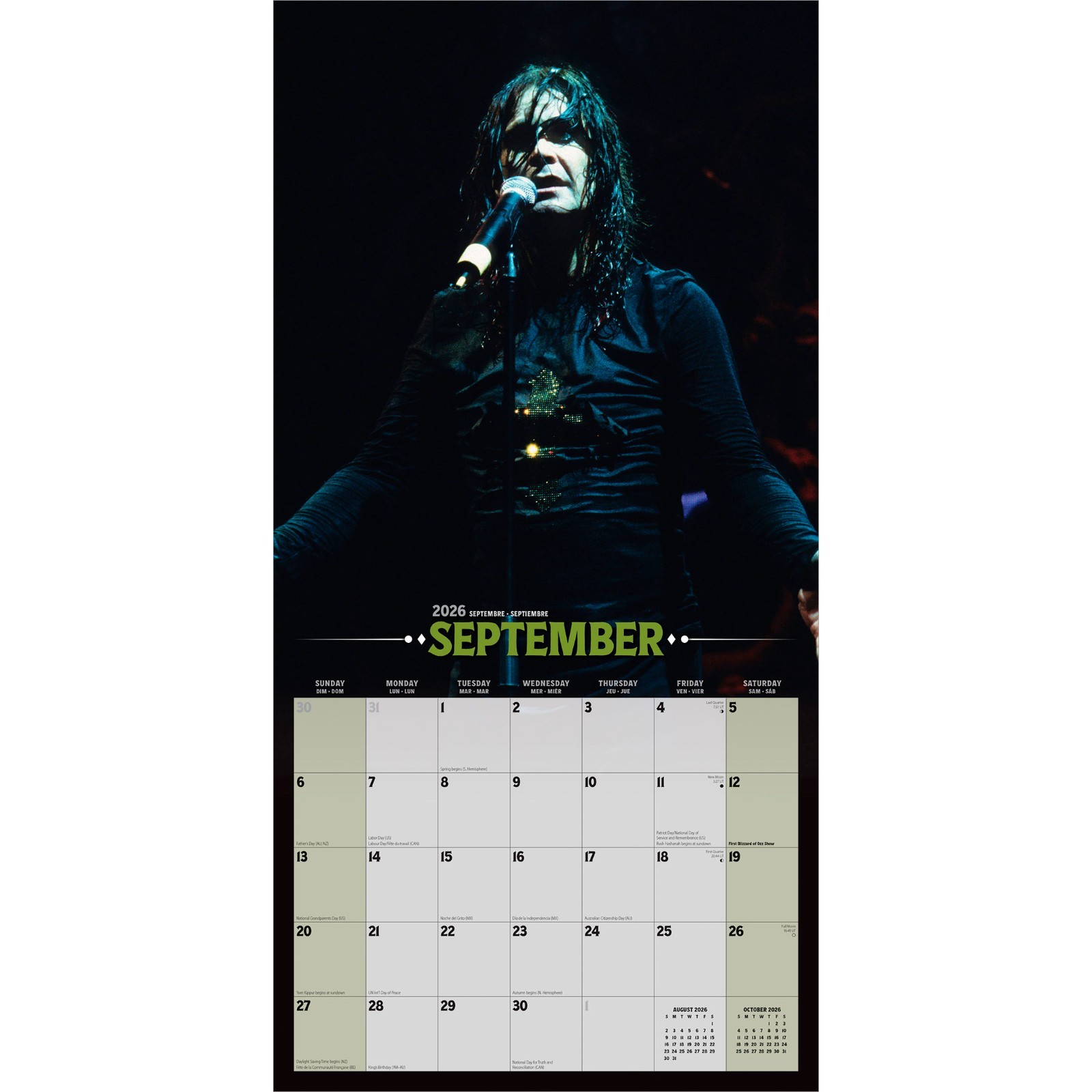 Ozzy Osbourne OFFICIAL | 2026 12×24″ (Hanging) Monthly Square Wall Calendar