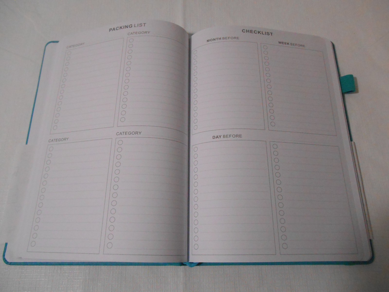 JUBTIC Travel Journal, Vacation Planner Medium-B5 7*10 Aquamarine 6 trip planer