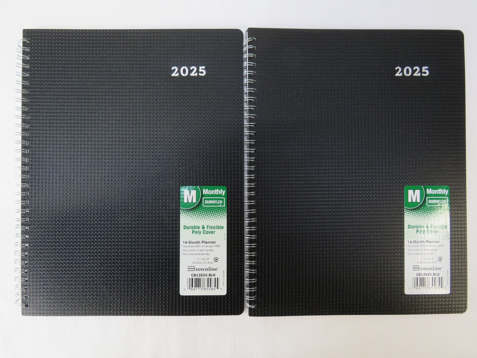 Pair Of 2025 Brownline DuraFlex Monthly Planners, 11″ x 8-1/2″, Black, Dec-Jan