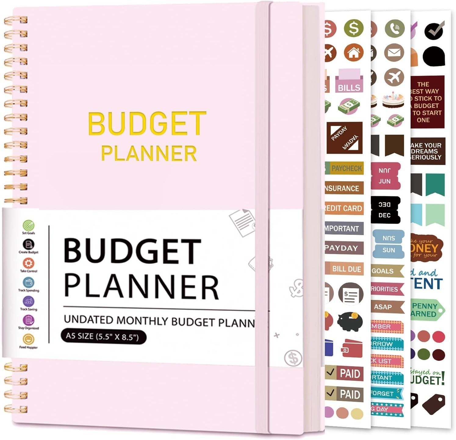 2024 Budget Planner – Undated Notebook with Stickers & Expense Tracking Features