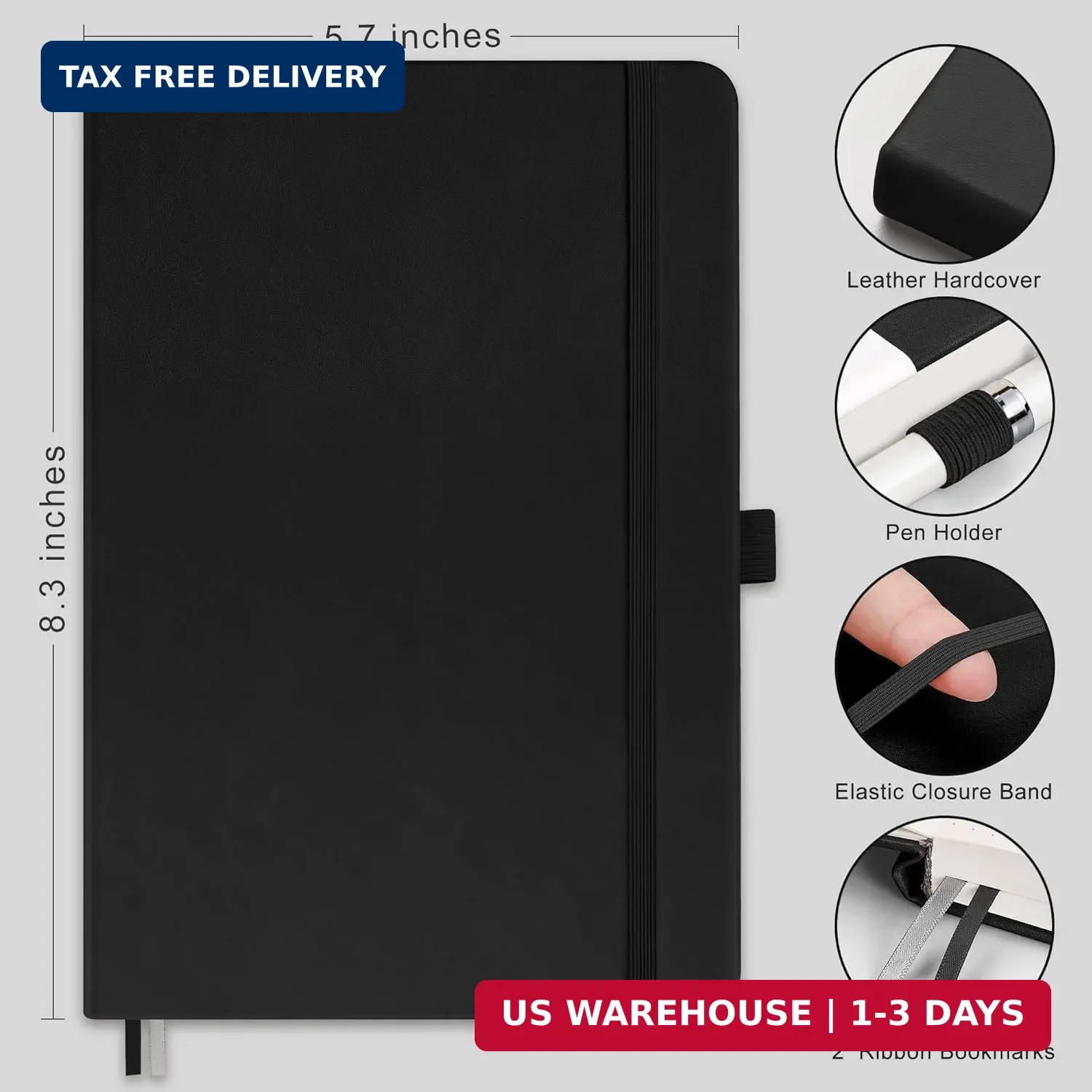 RETTACY Dotted Journal Notebook, 192 Pages, A5 Medium Size (5.7” x 8.3”), Leat