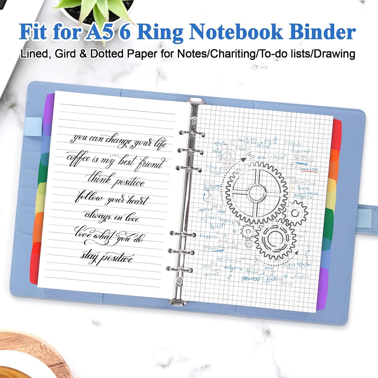 A5 Refill Paper Planner Inserts A5 6 Ring Binder 135 Sheets 6-Hole