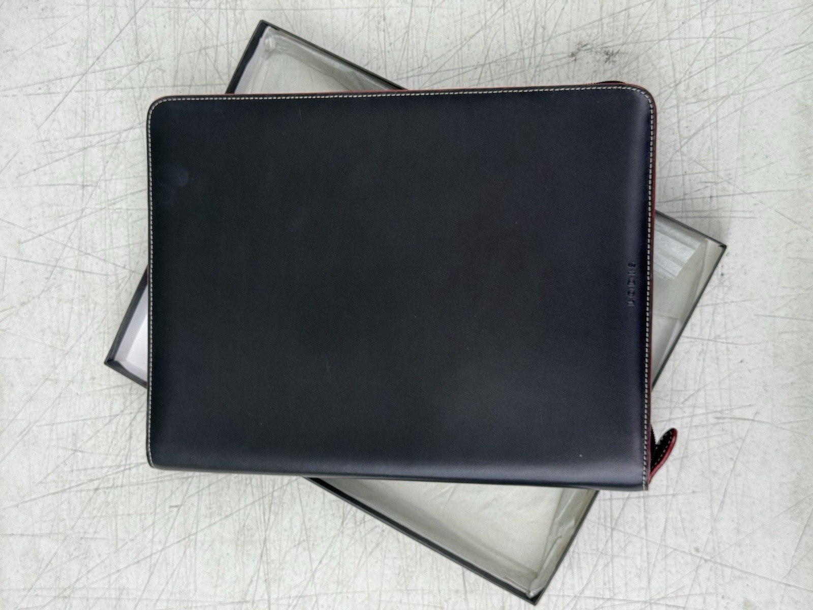 LODIS Los Angeles Luxurious Black Leather Folio Zippered Portfolio Case NEW