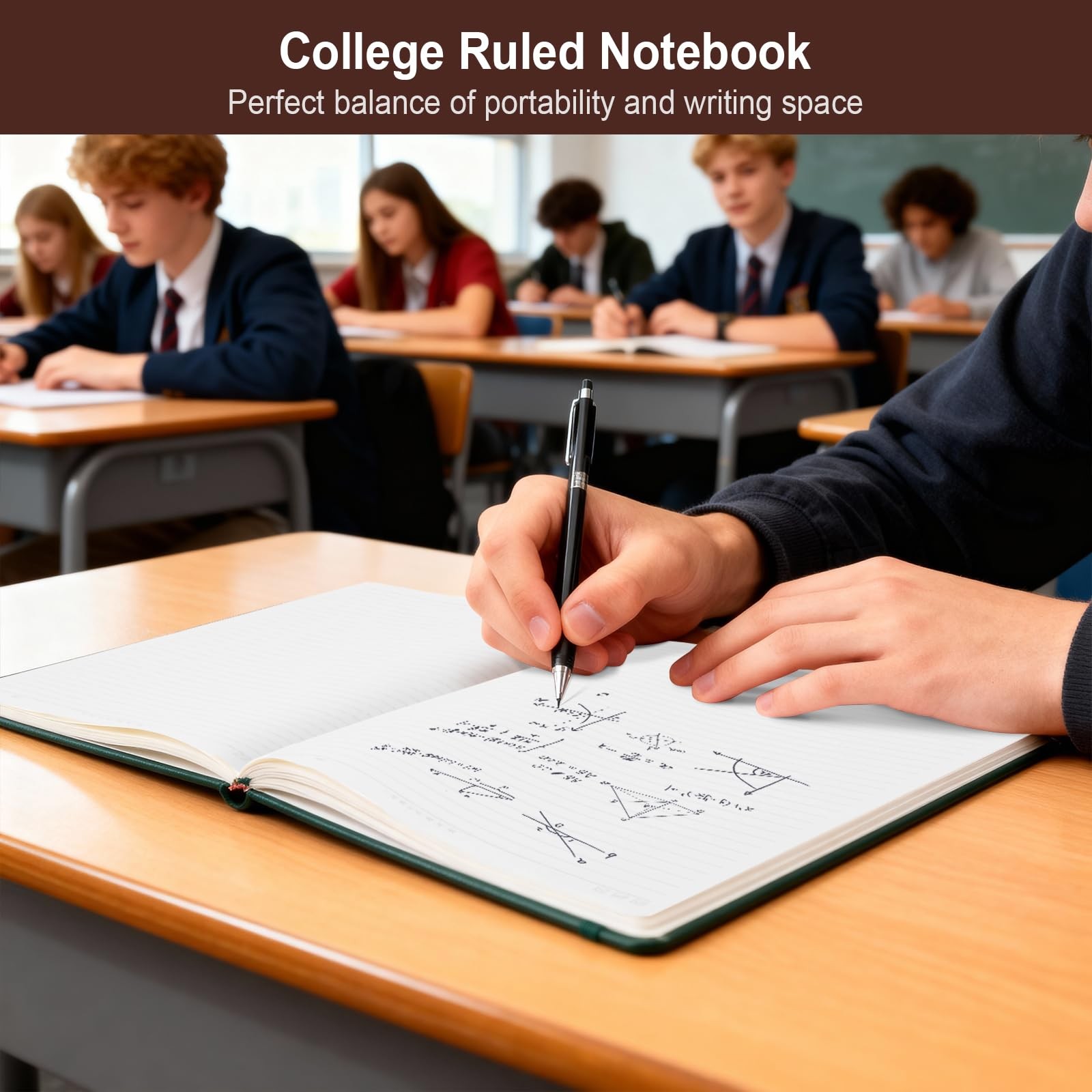 ViVin A4 College Ruled Notebook for Work, 8.5″ x 11″ Leather A4, Black