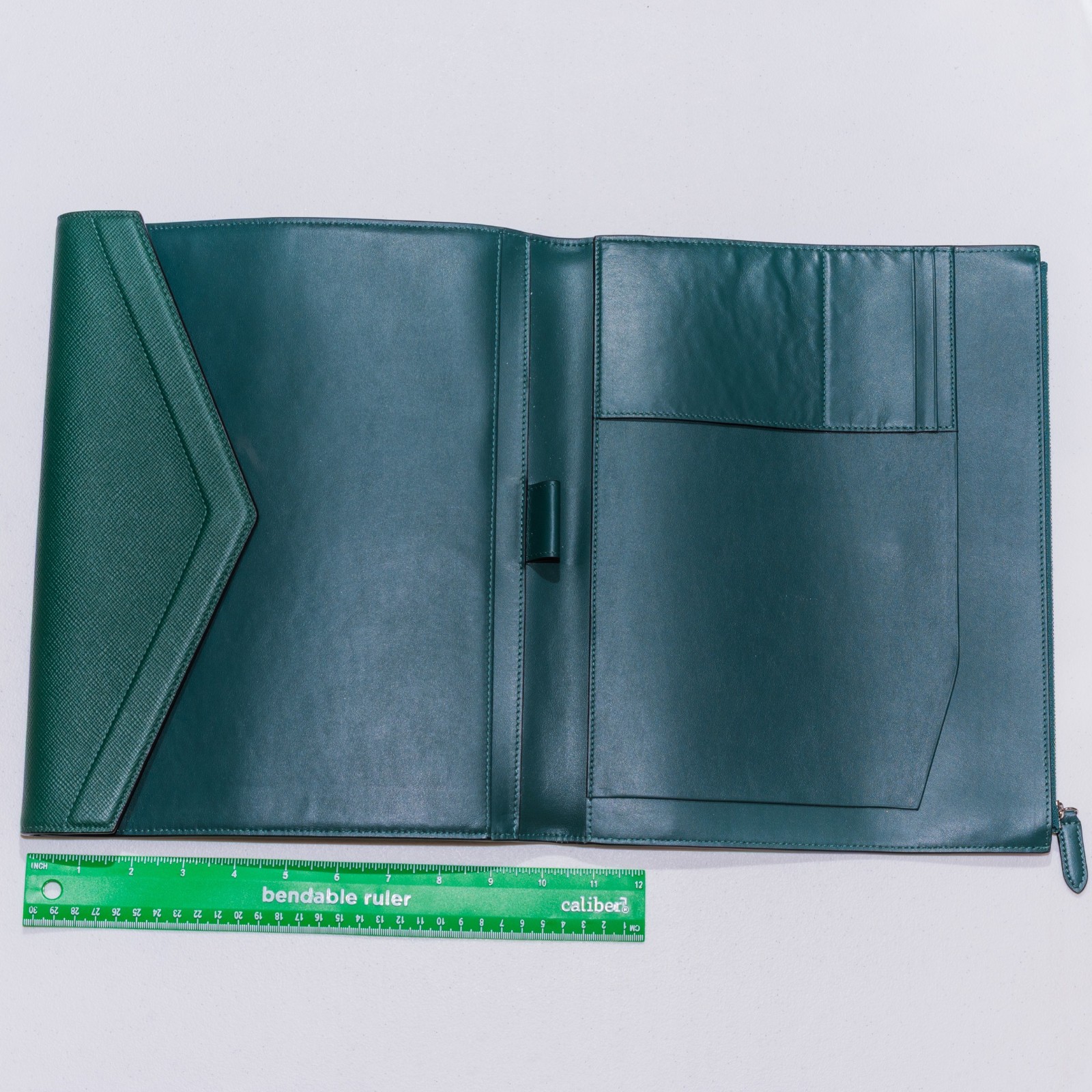 New Smythson Green Leather Panama A4 Writing Zipper Folder Portfolio