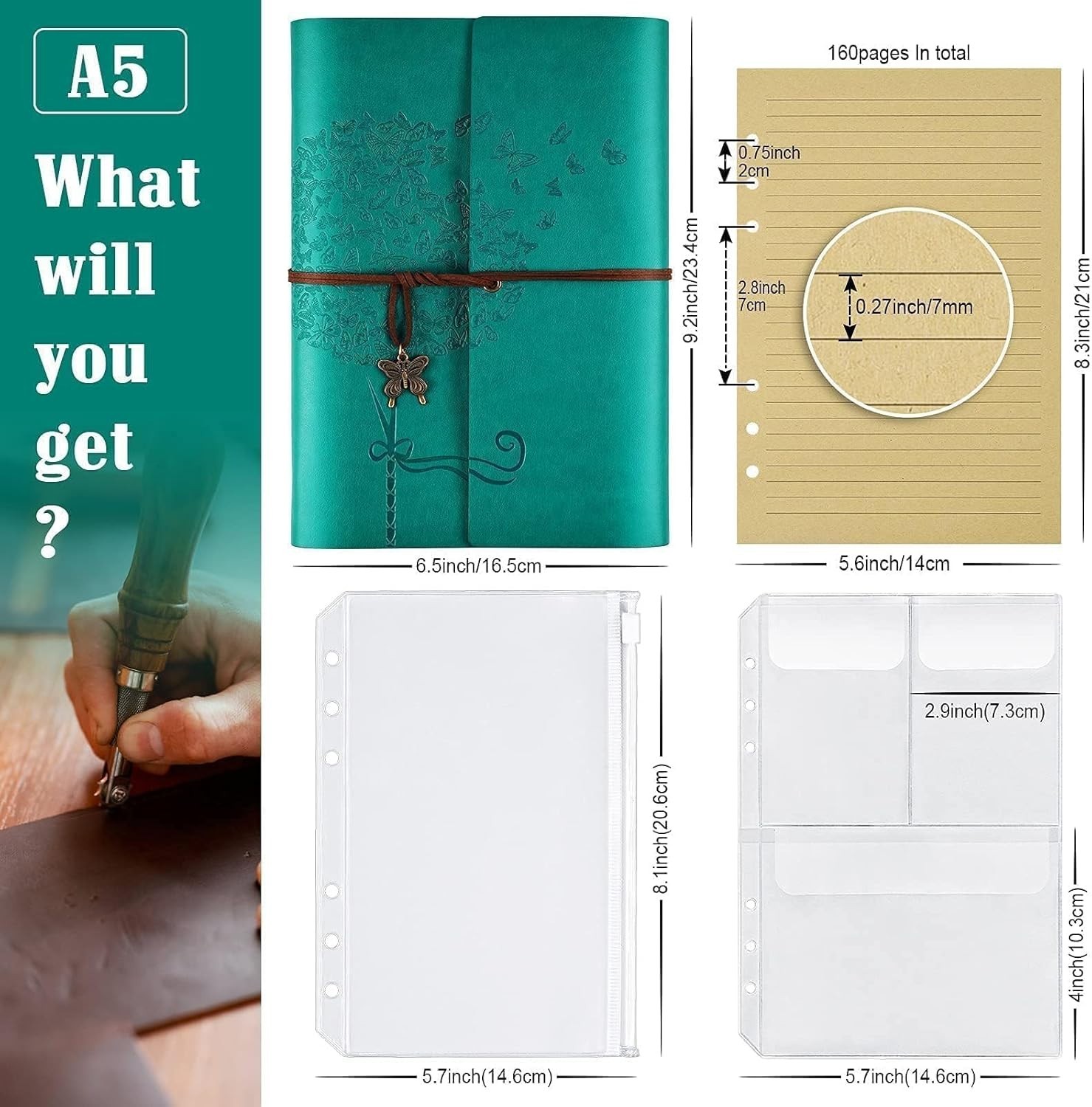 Leather Journal Notebook, Refillable Writing Journal Diary Planner，Gifts For …