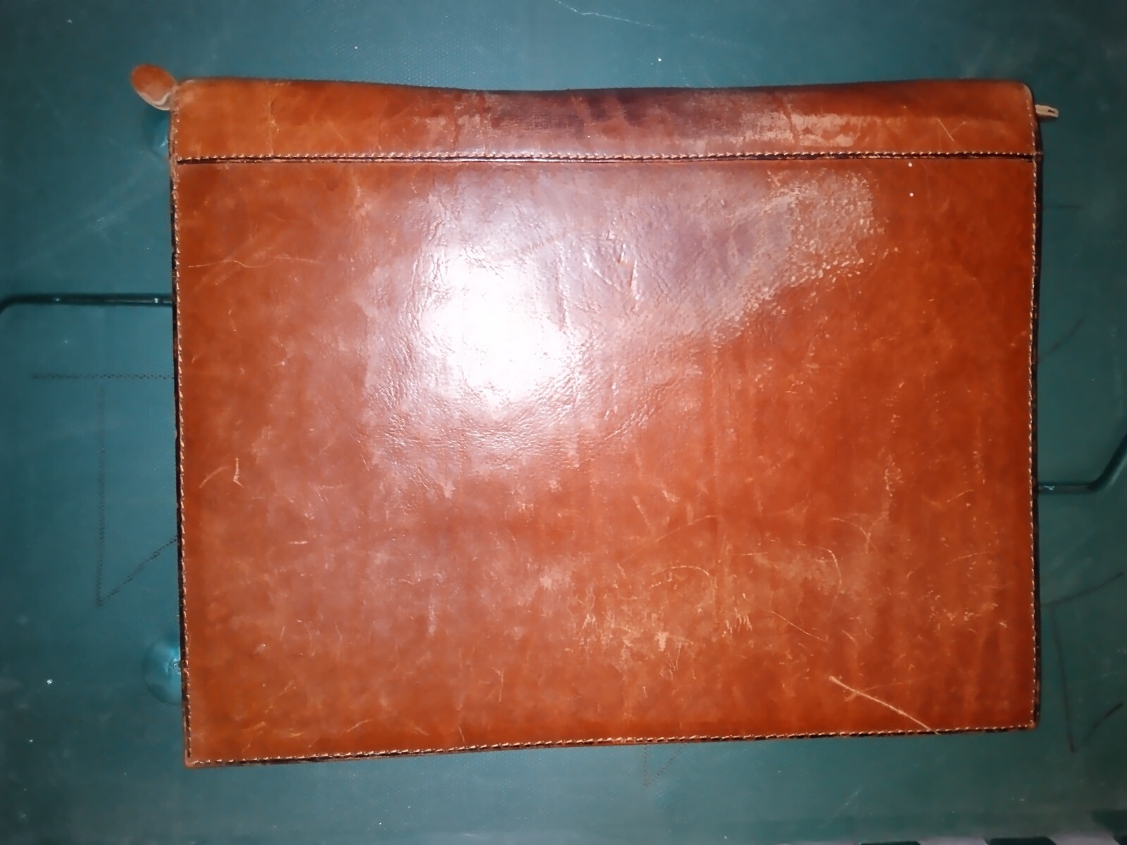 Vintage Tumi Desk Agenda Planner Organizer Notepad Brown Leather Stitched Zipper