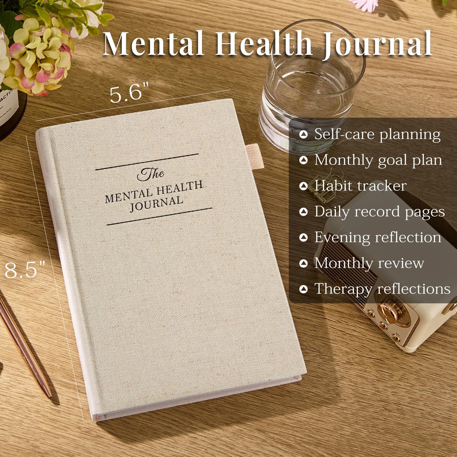 Mental Health Journal, Anxiety & Guided Journal for Women, 91 Days A5, Beige