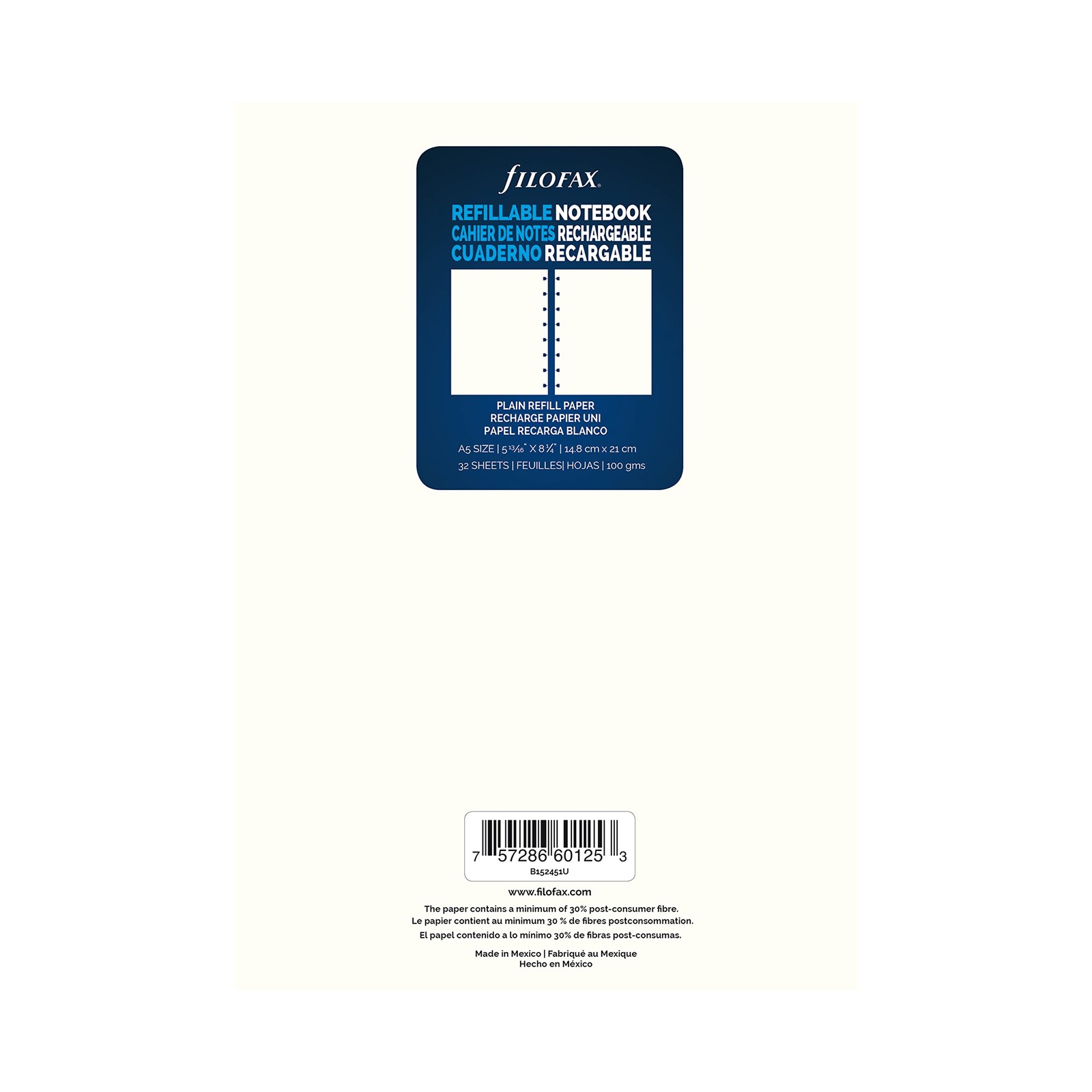 Notebooks A5 Plain Journal Refill Movable 32 Cream Sheets 8 1/4 x 5 13/16 Inch