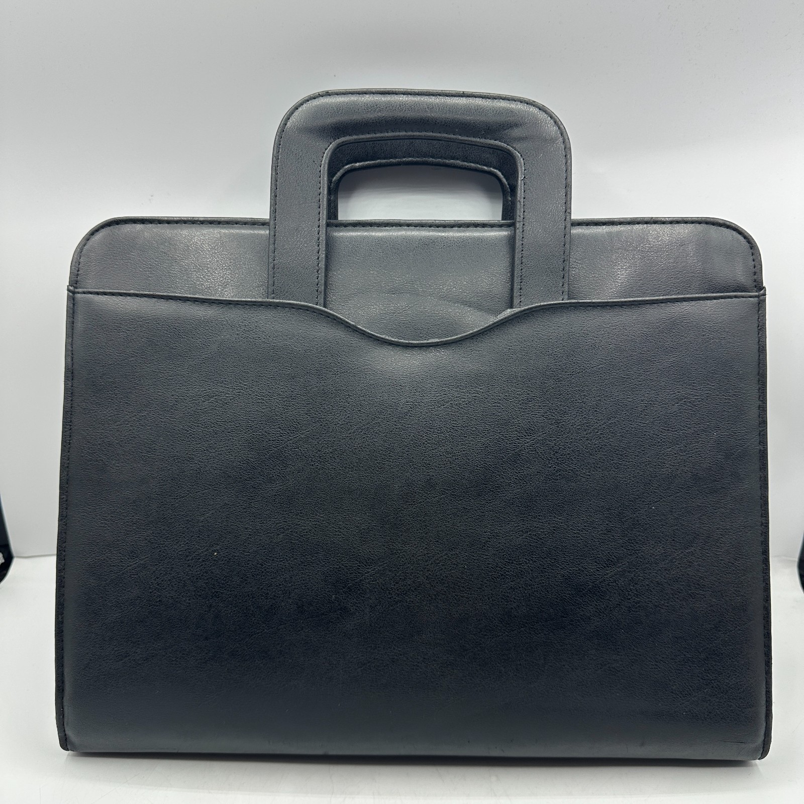 Day Timer Black Leather Zip 3 Ring Binder 11 x 14 in Briefcase Portfolio Handles