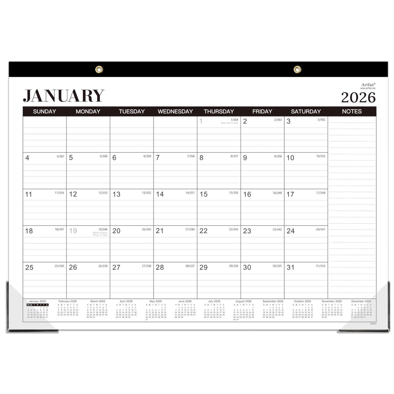 2026 Desk Calendar – 2026, Jan.2026 – Dec.2026, 12 16.8″ x 12″