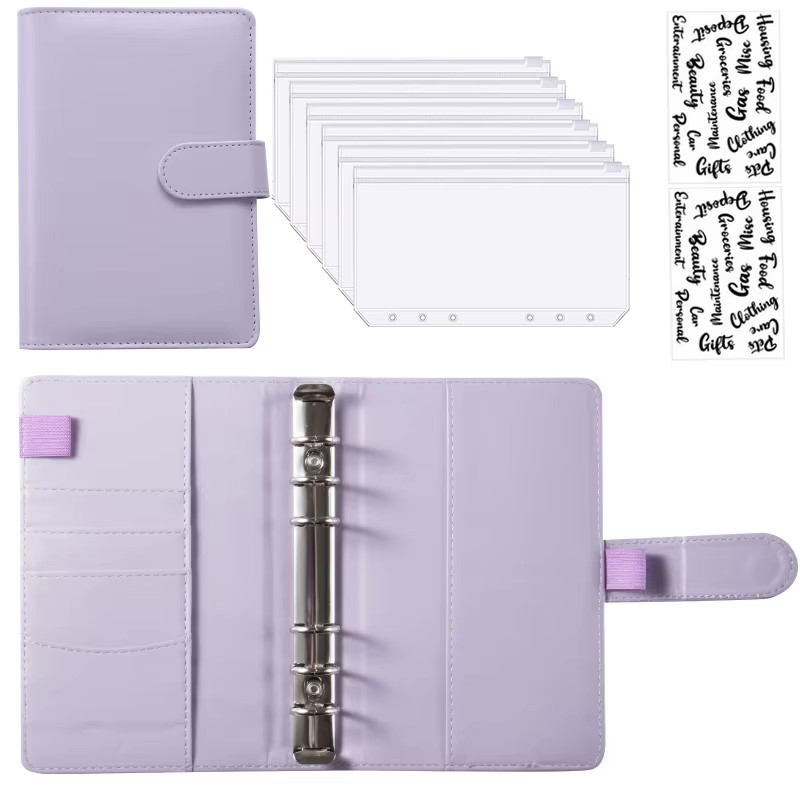 A6 PU Leather Budget Binder Cash Envelope System Money Organizer US
