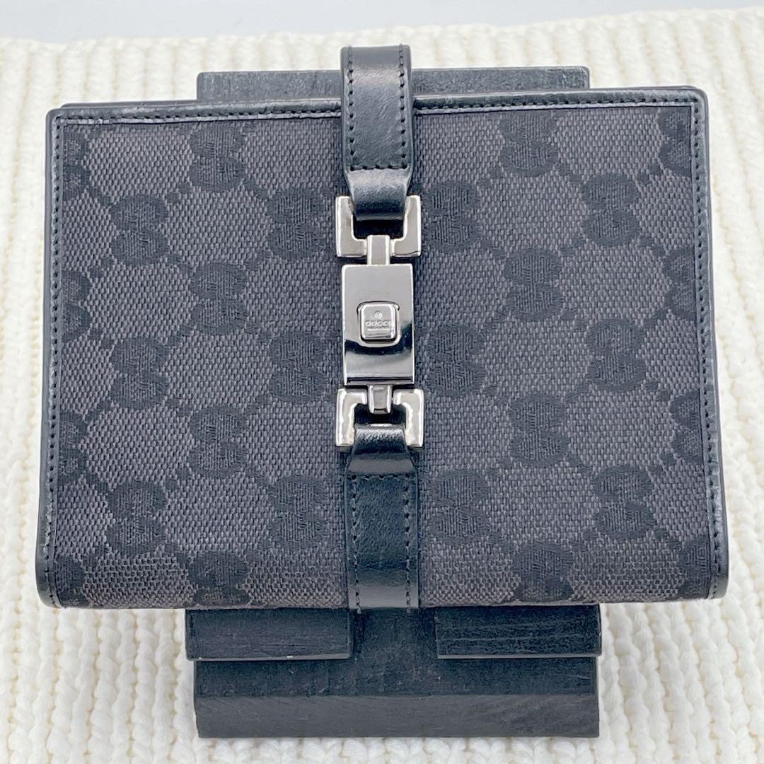GUCCI Jackie Agenda Planner Notebook Cover GG Canvas Black Silver 6 Ring Japan