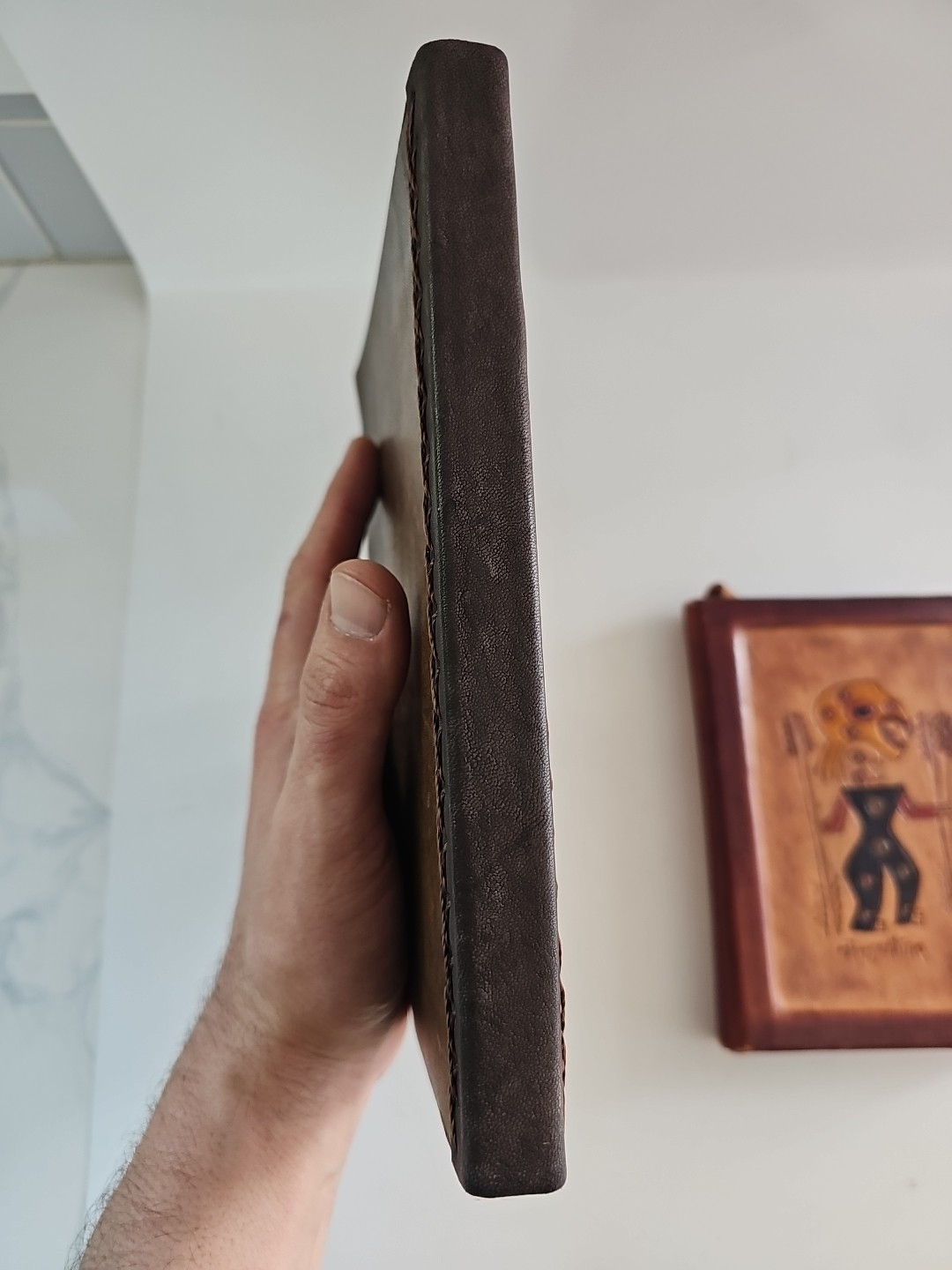 Lot of 2 Tooled Handmade Leather Blank Journals Brown Unlined (Almost Unused)