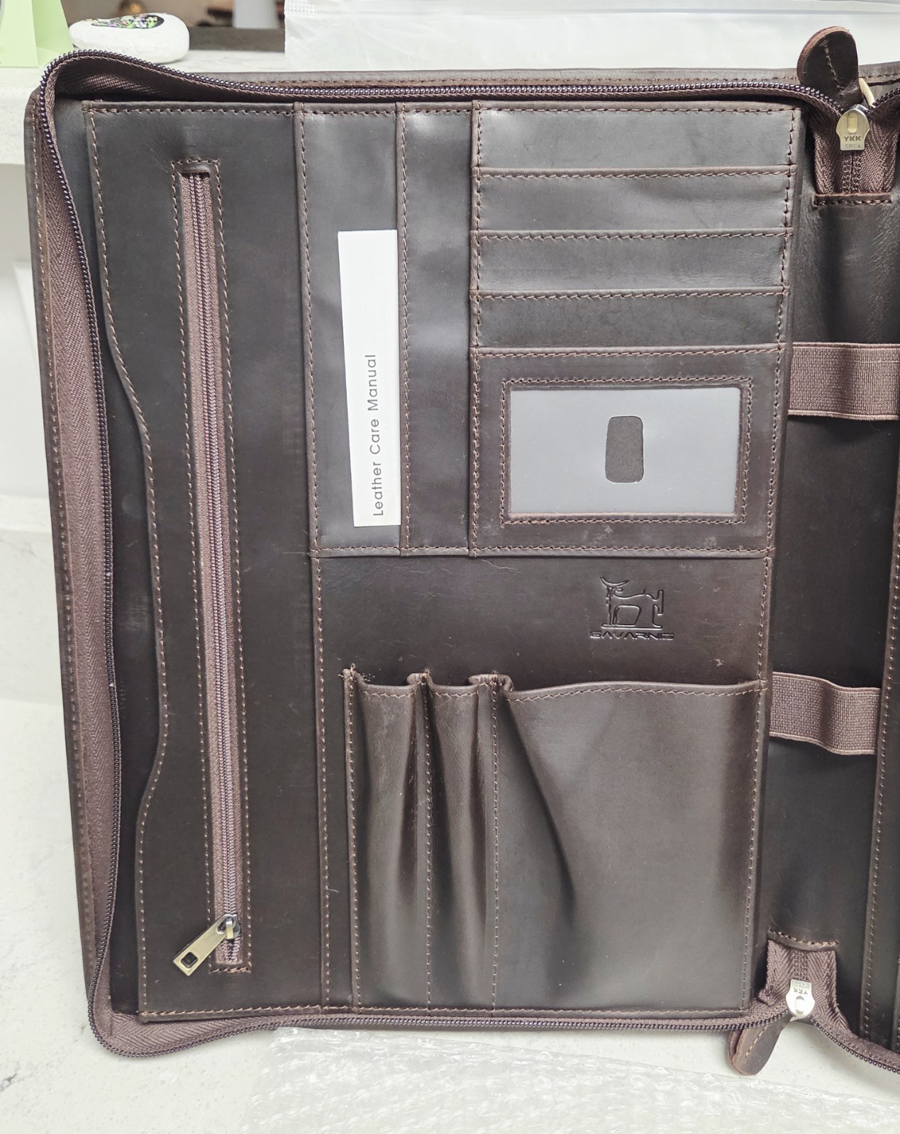 Genuine Leather Professioal Business Portfolio Padfolio Folder with Zipper