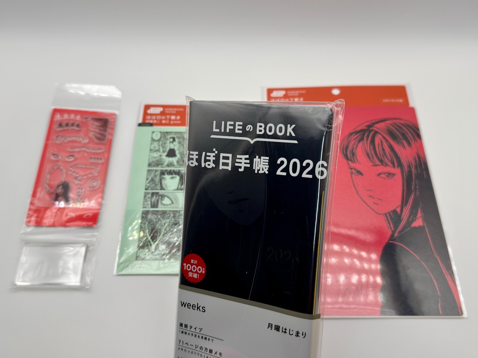 Junji Ito TOMIE Hobonichi 4pc Set 2026 Weeks Planner Pencil Board Stamp Japan