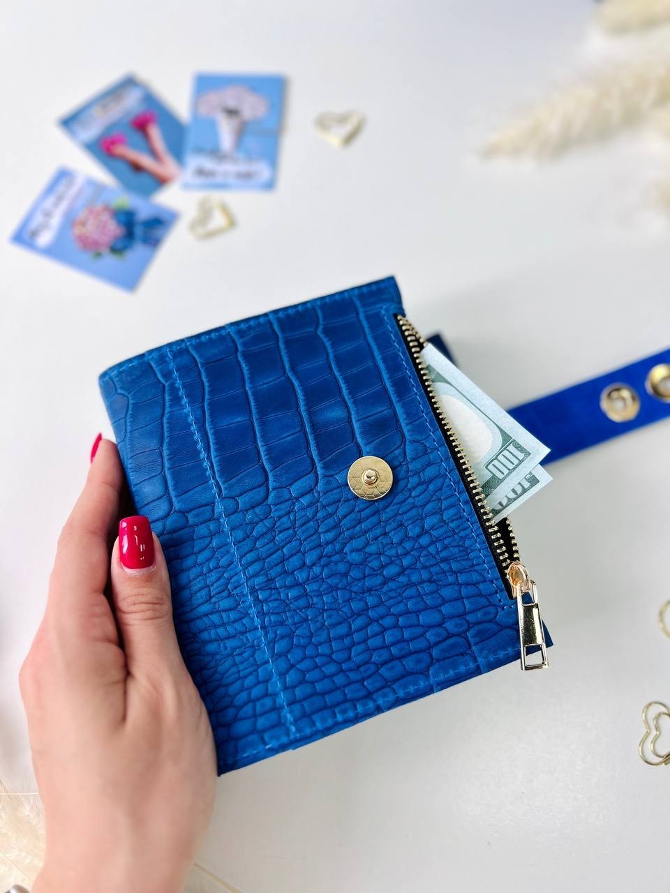 Leather notebook-wallet cover A7 Big rings mini wallet. Mini Planner.