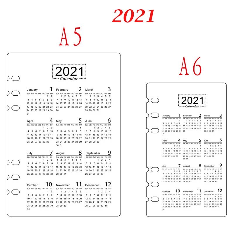 A5/A6 2021 Divider Dashboard Clear Plastic Insert Refill Canlendar Planner New#s