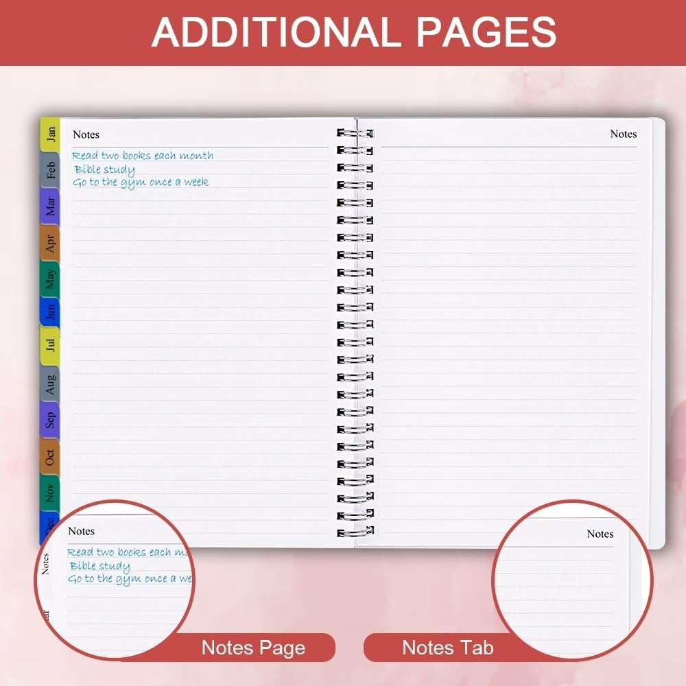 2026 Flexible & Compact Weekly Monthly Planner with 12 Tabs & Inner Pocket