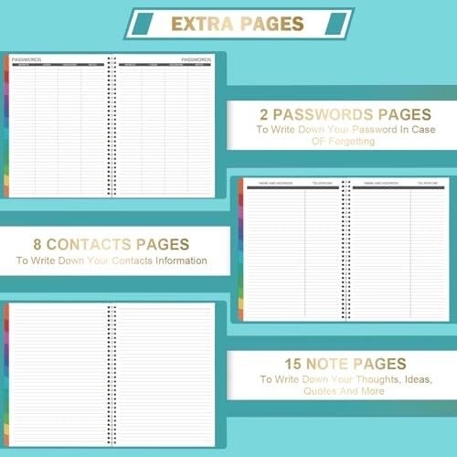 Monthly Planner Jul 2024-Dec 2025 Twin-Wire Organizer Leather Cover 18M Planner