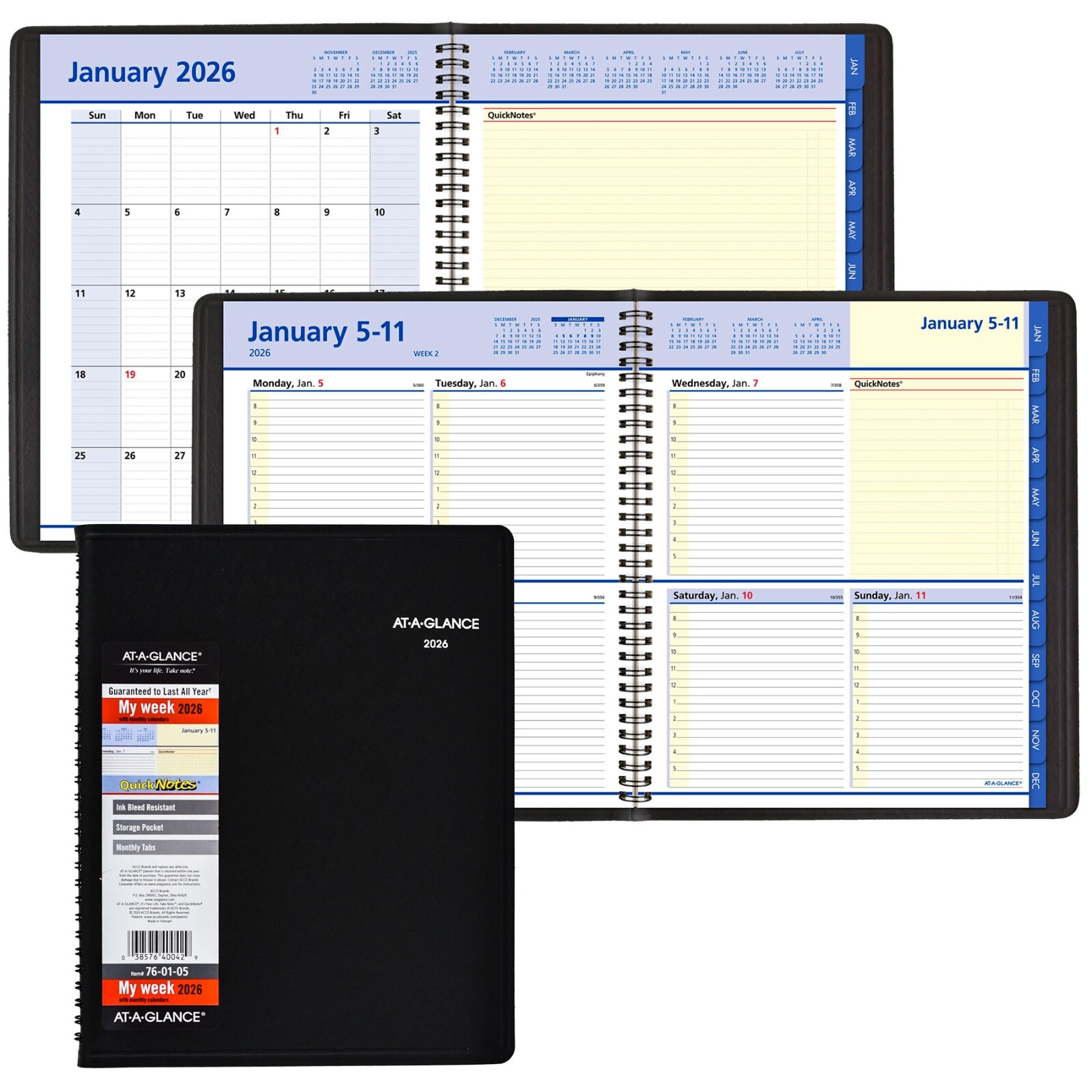 2026 At-A-Glance QuickNotes 76-01-05 Weekly Monthly Appointment Book 8 x 10″