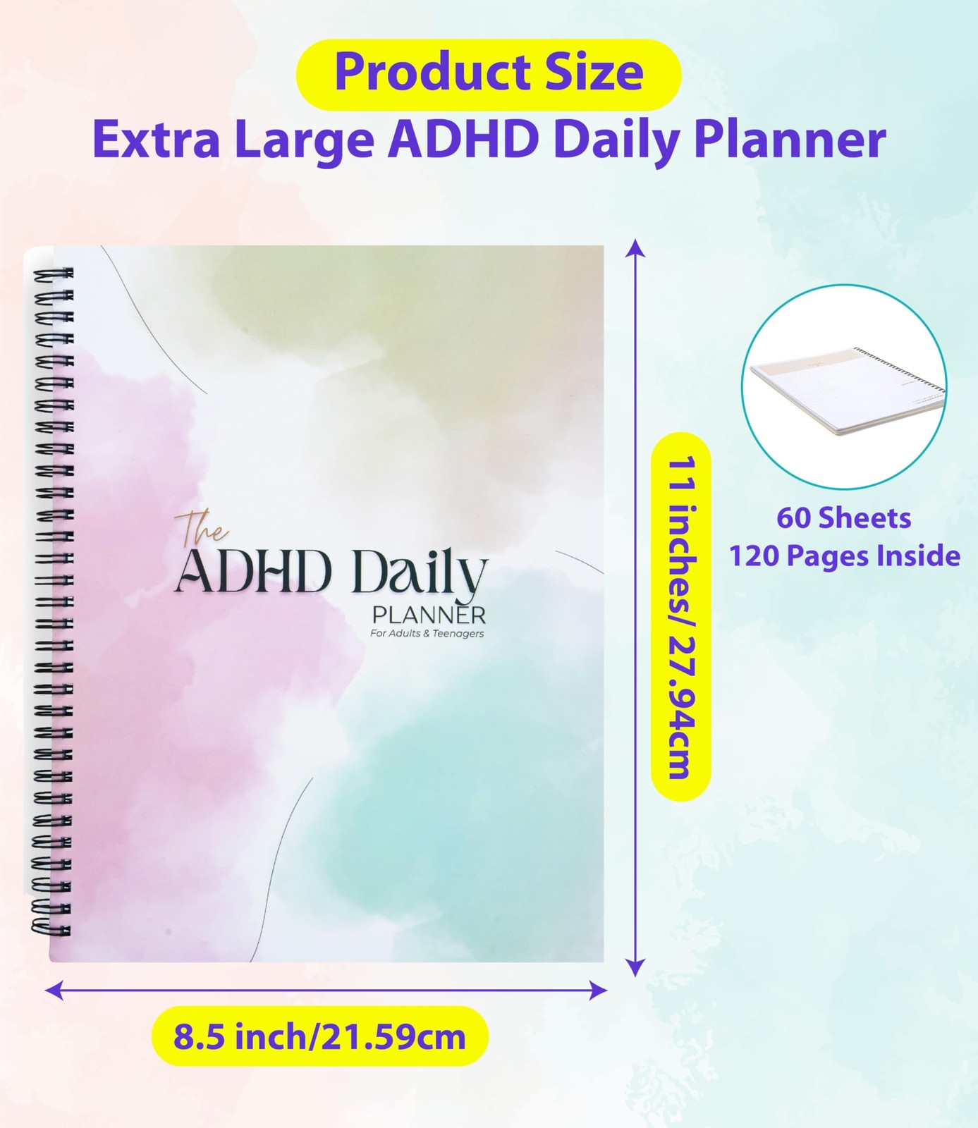 Adhd Daily Planner 8.5”x11” Extra Large For Neurodivergent Adults – Notepad